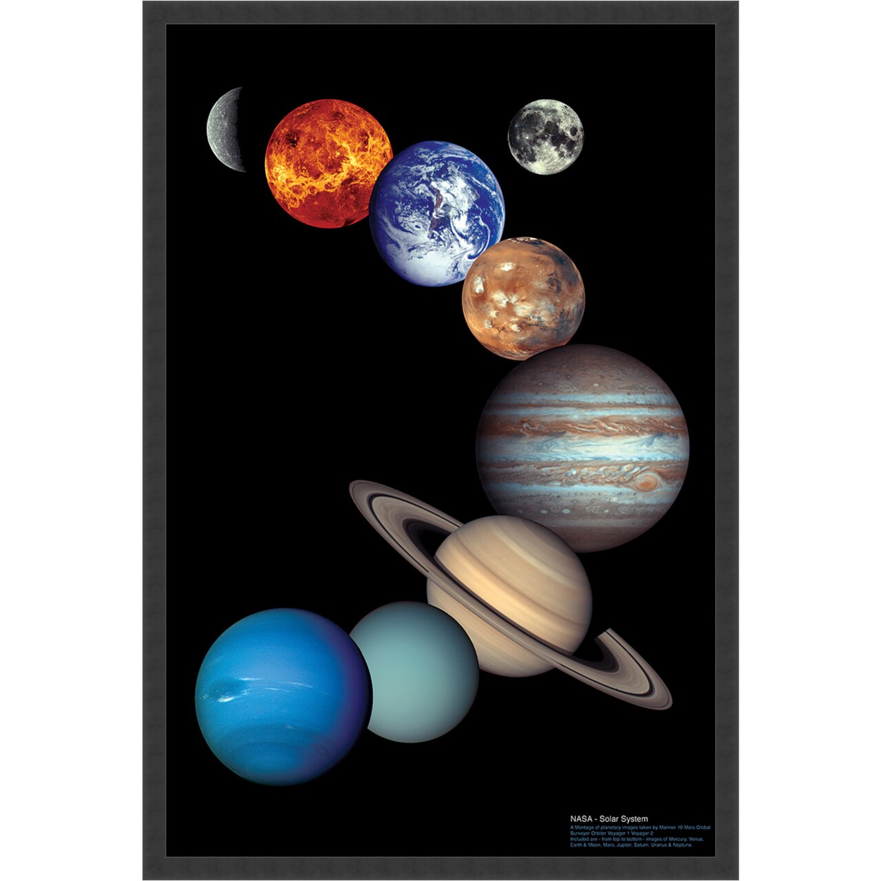 Amanti Art NASA Solar System Framed Wall Art Print (25 in. W x 37 in. H), Simply Satin Black Frame